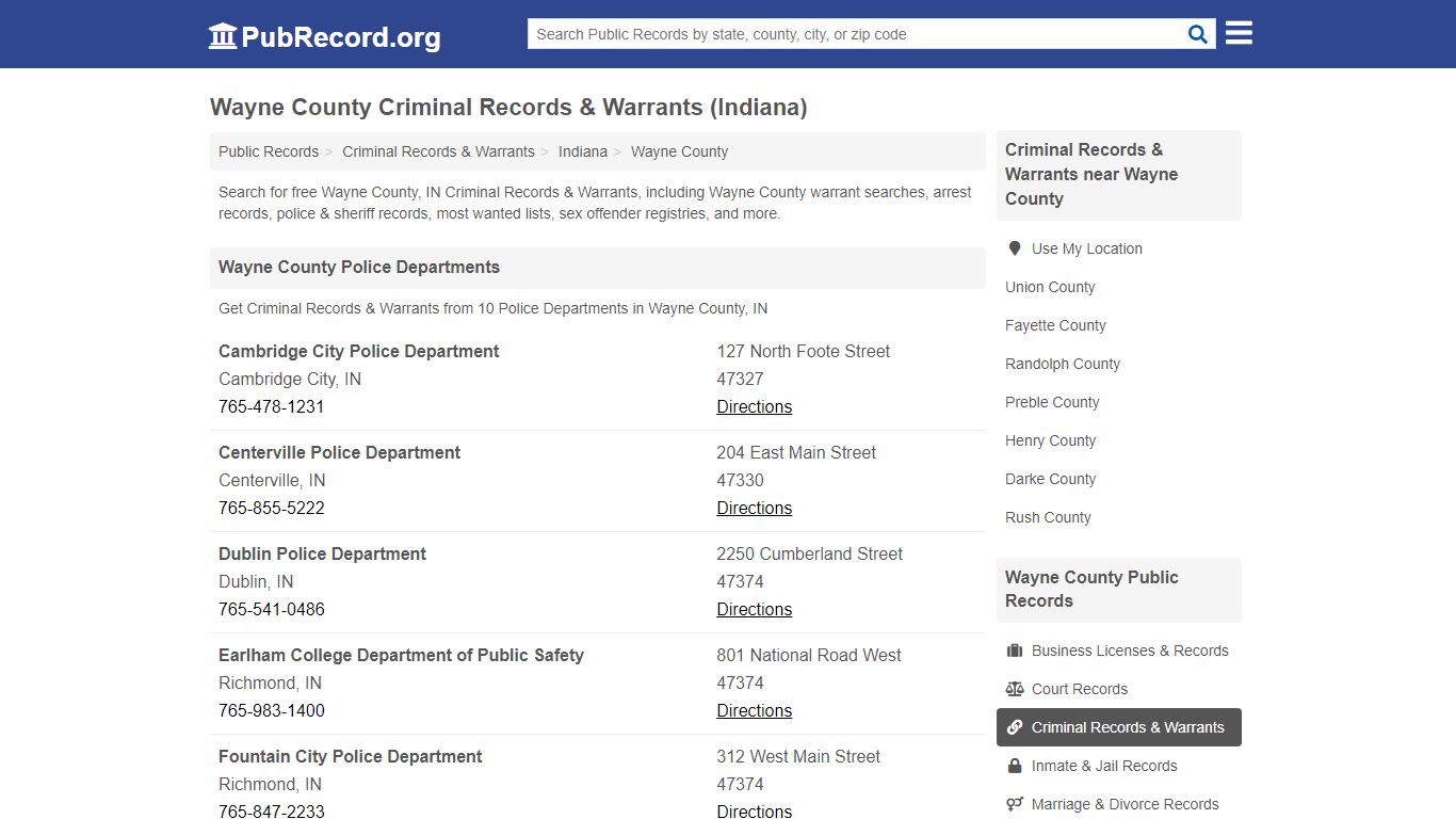 Free Wayne County Criminal Records & Warrants (Indiana ...