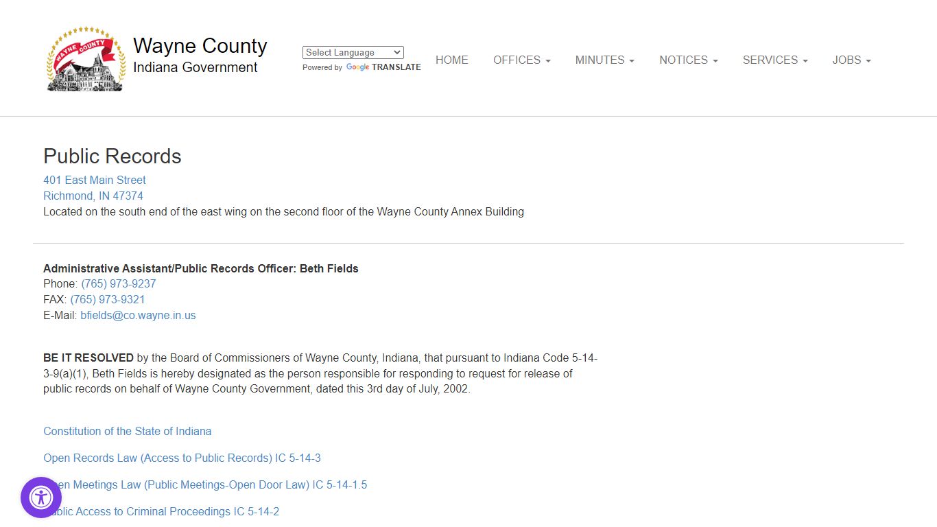 Public Records - Wayne County Indiana Government